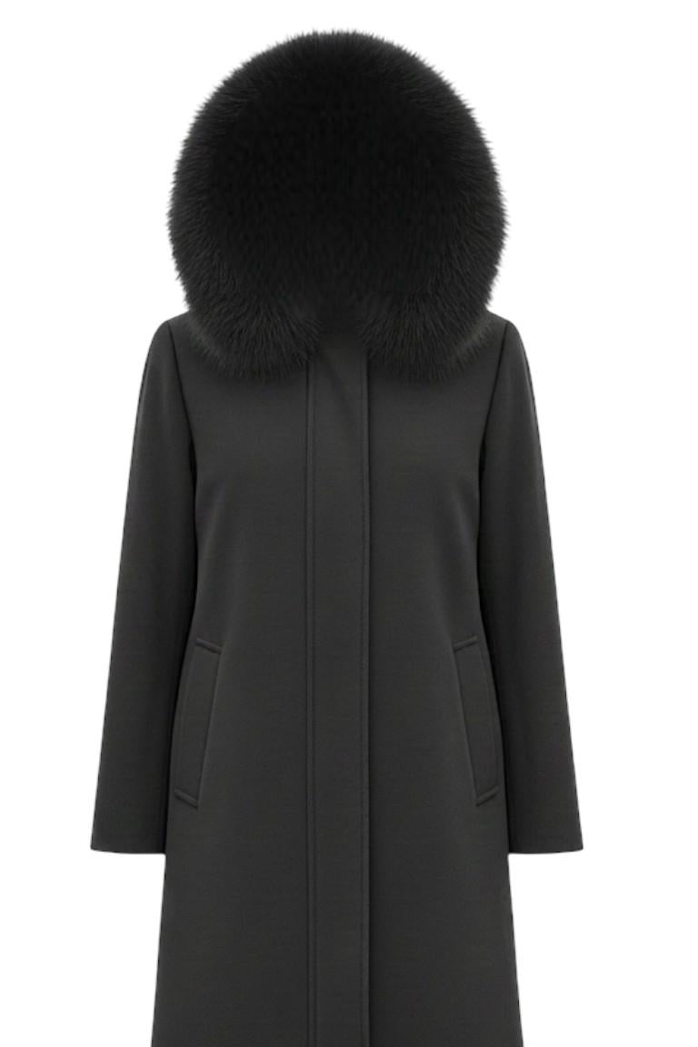 Giaccone con cappuccio in pelliccia LIN3440 NERO MARICLA 