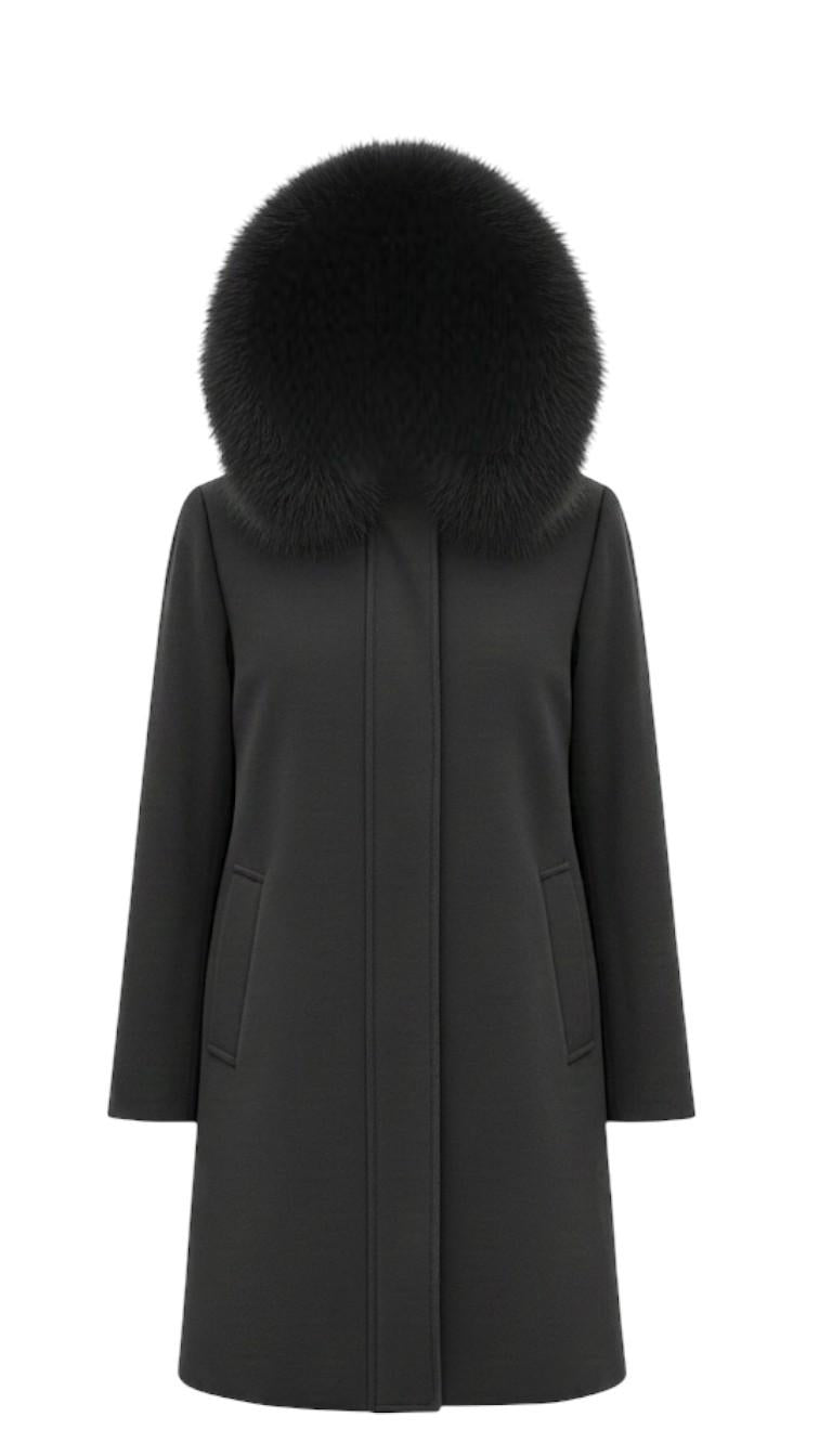 Giaccone con cappuccio in pelliccia LIN3440 NERO MARICLA 