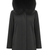 Giaccone con cappuccio in pelliccia LIN3440 NERO MARICLA 