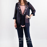 completo 3pz con giacca ricamata PF2190TP BLU PAOLA FORTI 