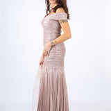 abito sirena glitterato plisse RG3637 ROSA GIGLI CERIMONIA 