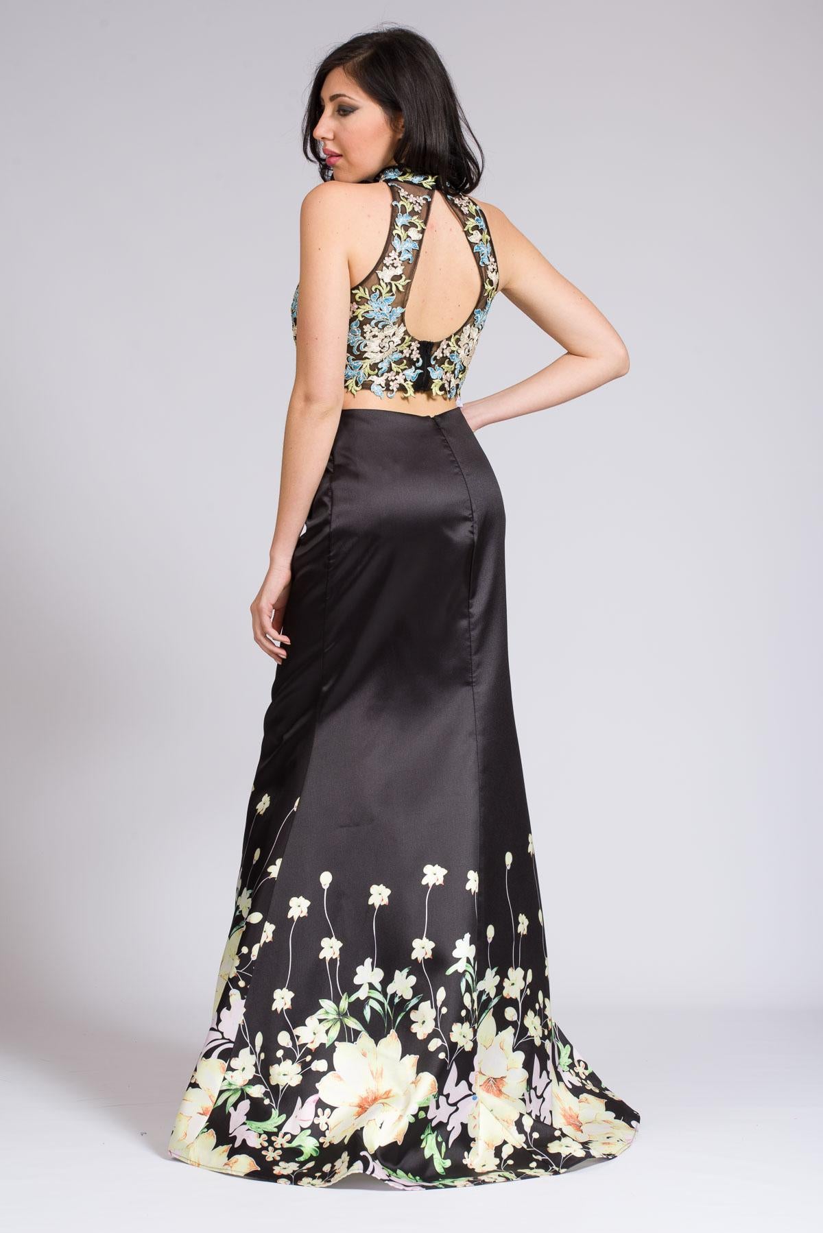 Gonnellone con corpetto ricamato<BR/> JC33647 NERO MARICLA ELEGANCE 