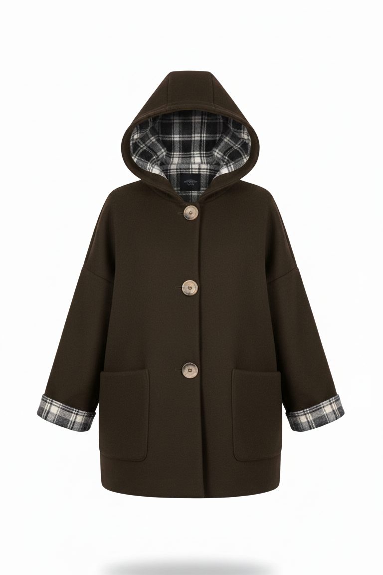 Giaccone con cappuccio interni fantasia scozzese YAK MORO MARICLA 