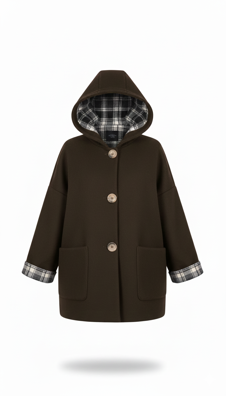 Giaccone con cappuccio interni fantasia scozzese YAK MORO MARICLA 