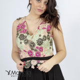 Abito con corpetto ricamo ANT19012DX NERO ANTILLE ELEGANCE 