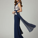 tuta con corpetto paiette fantasia LH108 BLU LUDOVICA HASSLER 