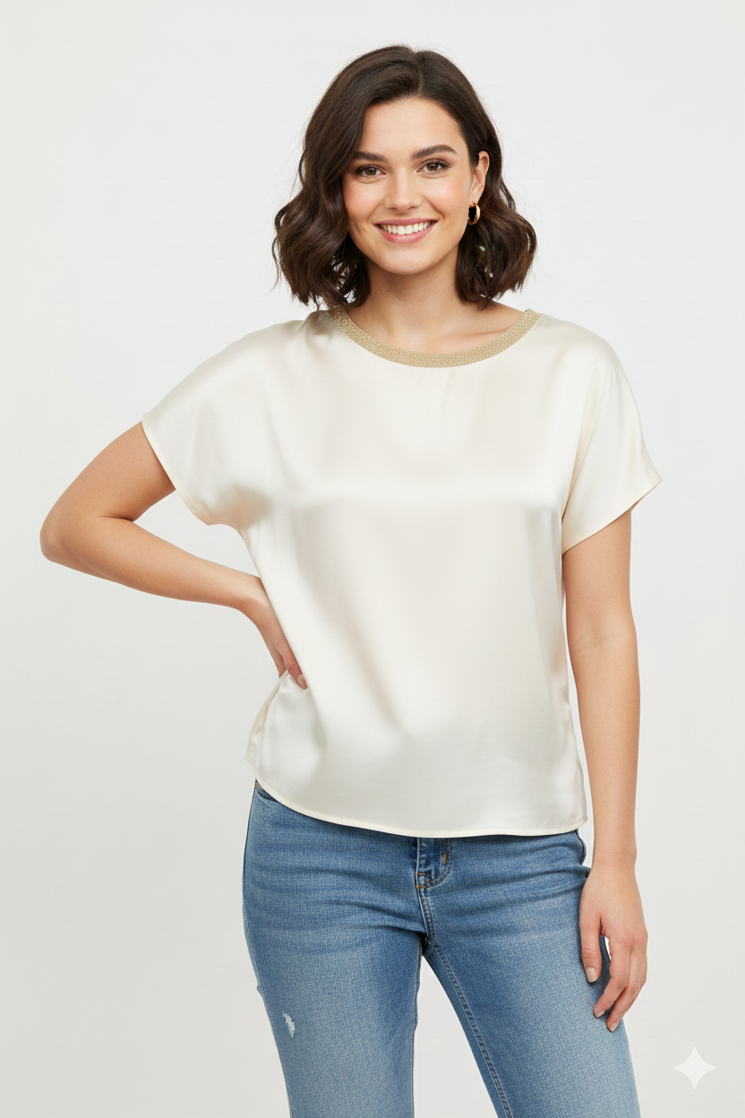 casacca mezza manica lurex ROMI2638 CREMA MARICLA 