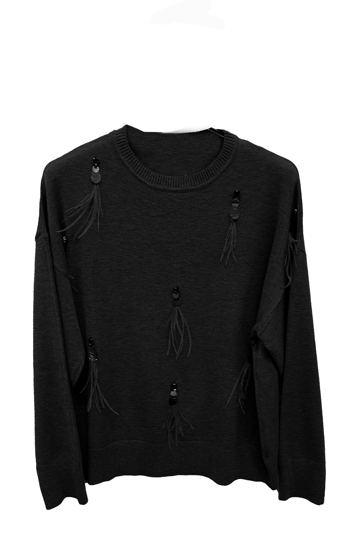 maglia con piume A26IMP90582 NERO MARICLA 