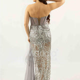 abito paiette con trasparenza e culotte SH848AL ARGENTO SHARON 