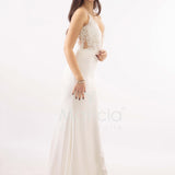 abito sirena corpetto ricamato ANT20412XJ BIANCO ANTILLE ELEGANCE 