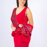 tubino con bolero e rouche SH108 FUXIA SHARON 