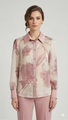 Camicia in Chiffon Semitrasparente - Motivo Floreale Artistico