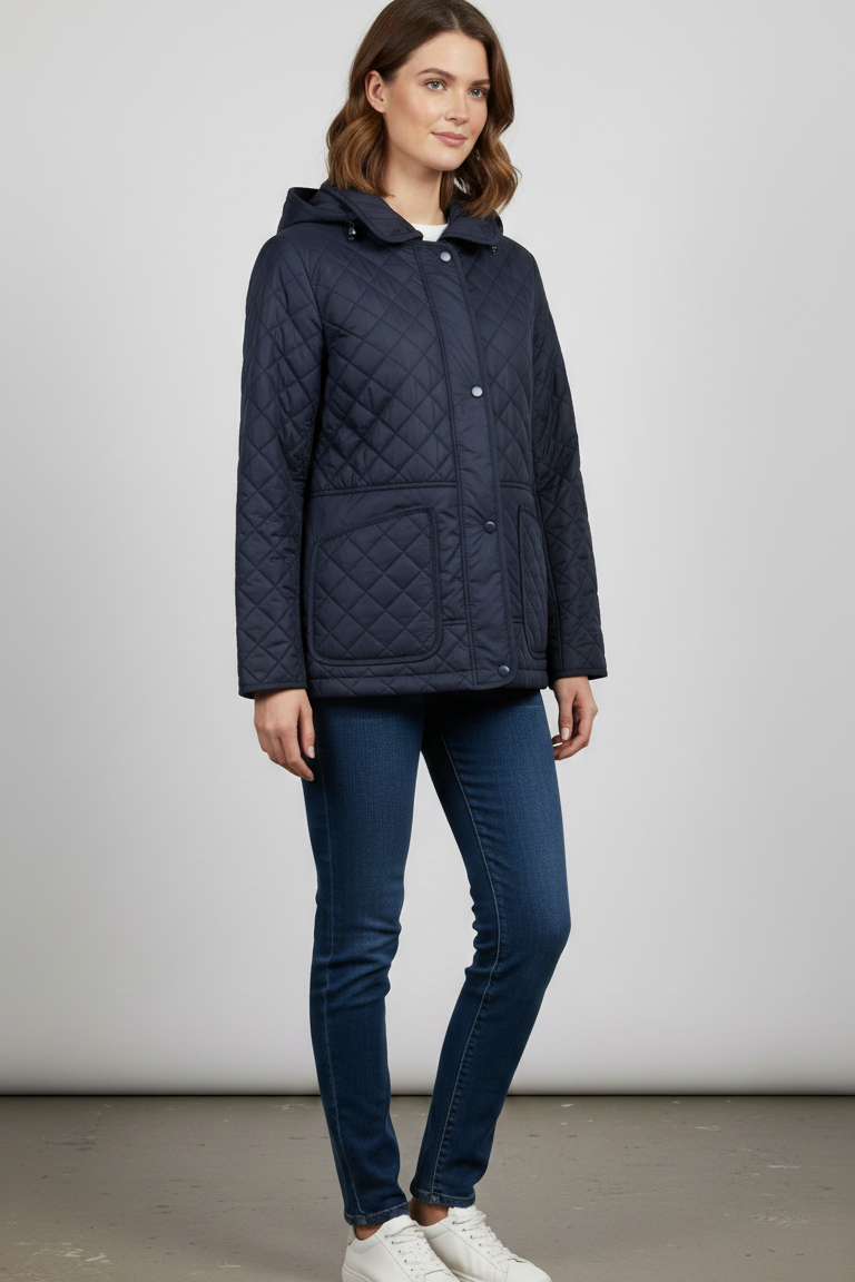 Giaccone trapuntato con cappuccio EC2508 BLU MARICLA 