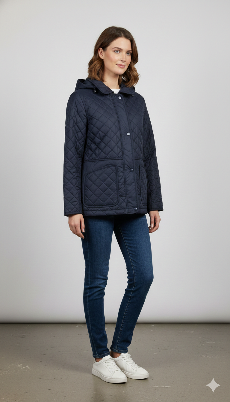 Giaccone trapuntato con cappuccio EC2508 BLU MARICLA 