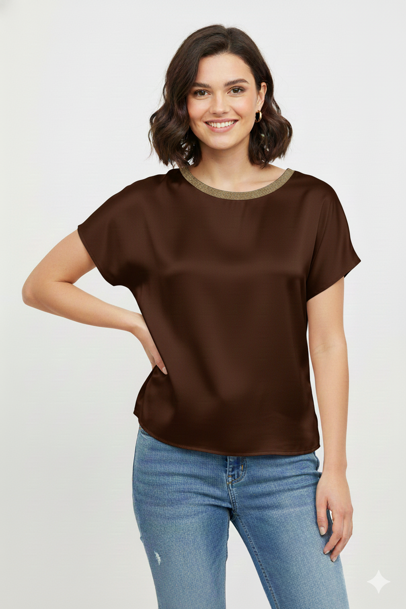 casacca mezza manica lurex ROMI2638 MORO MARICLA 