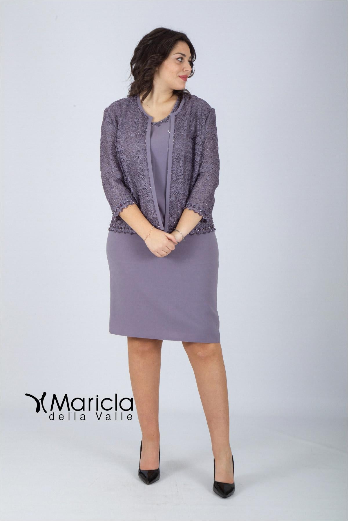 tubino con giacca macramè GU695 GLICINE MARICLA ELEGANCE 