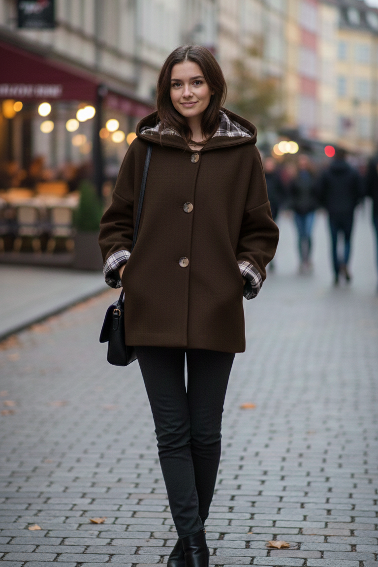 Giaccone con cappuccio interni fantasia scozzese YAK MORO MARICLA 