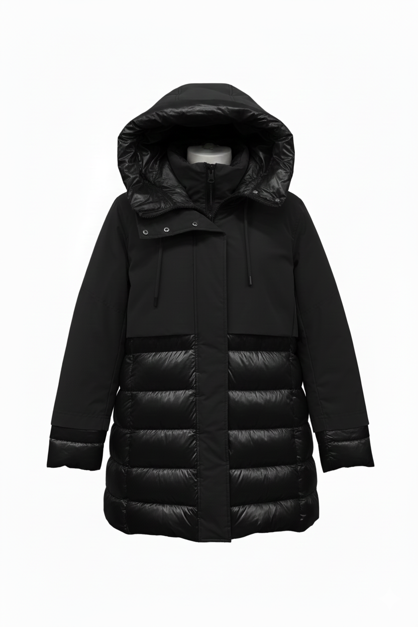 Giaccone trapuntino con cappuccio LIN3406 NERO LINDAS 