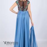Abito lungo con gonna in tulle ANT19228JC INDACO ANTILLE ELEGANCE 