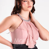 tuta pietre bicolore PF101 NERO/ROSA PAOLA FORTI 