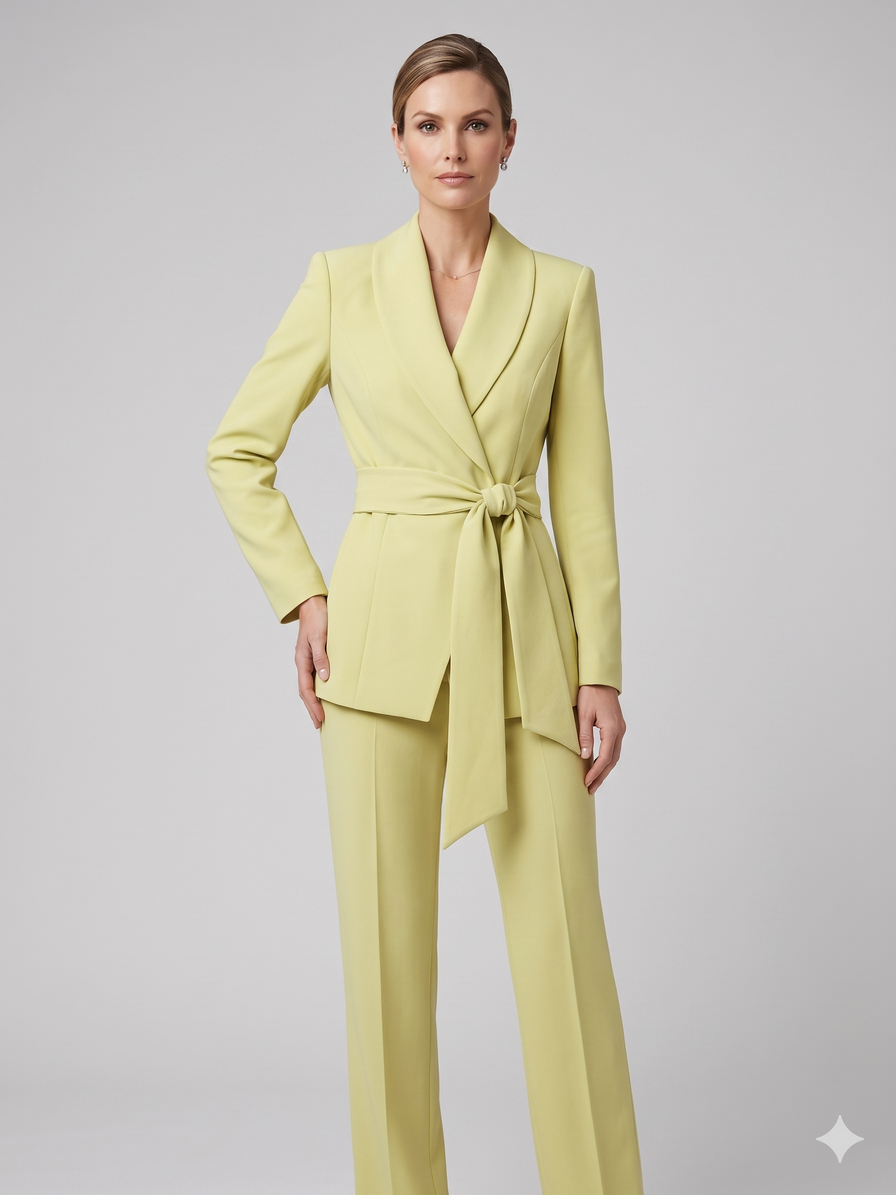 Tailleur sciallato con cintura EC04623 GIALLO MARICLA 