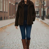 Giaccone in pelliccia con cappuccio PH106 MORO PEGGY HO 