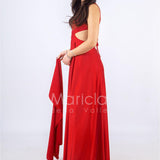 lungo scollato unito LH725 ROSSO LUDOVICA HASSLER 