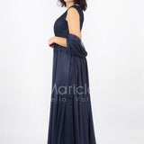abito lungo spalla largo ricamato JC36036 BLU MARICLA ELEGANCE 