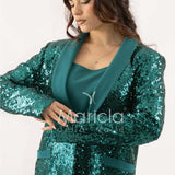 Completo in paiette tailleur  3 pezzi JC35273 VERDE MARICLA ELEGANCE 