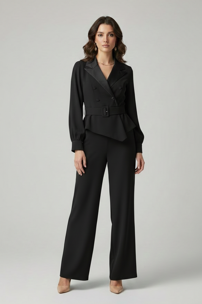 tuta smoking manica lunga PF120TU NERO PAOLA FORTI 