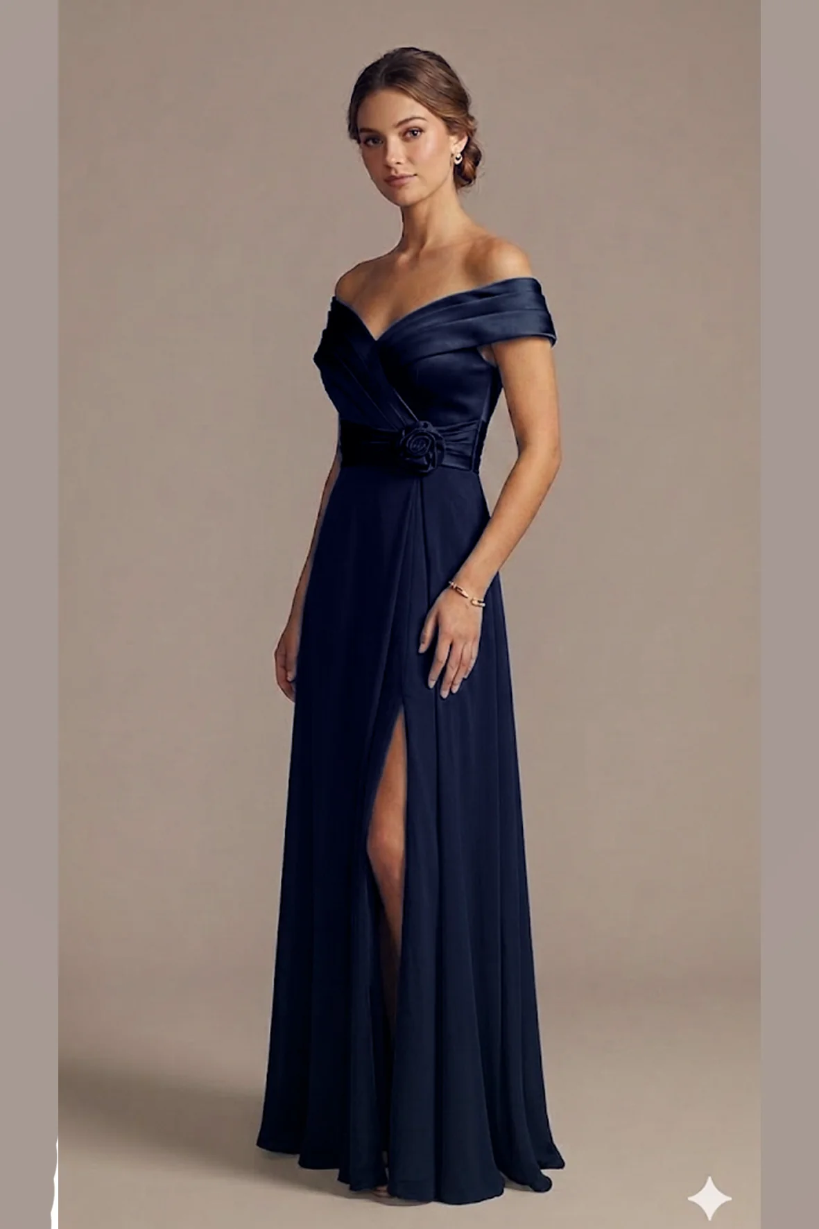 abito scollo omerale con fiore ALC08 BLU MARICLA ELEGANCE 