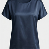 Blusa in Satin a Manica Corta tinta unita DB10886 BLU MARICLA 