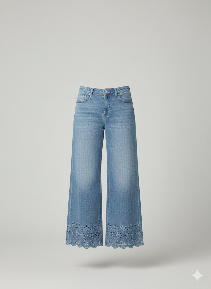 Pantalone jeans con macramè LIN407 DENIM LINDAS 