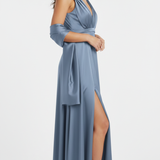 Abito lungo con spacco JC35456 INDACO MARICLA ELEGANCE 