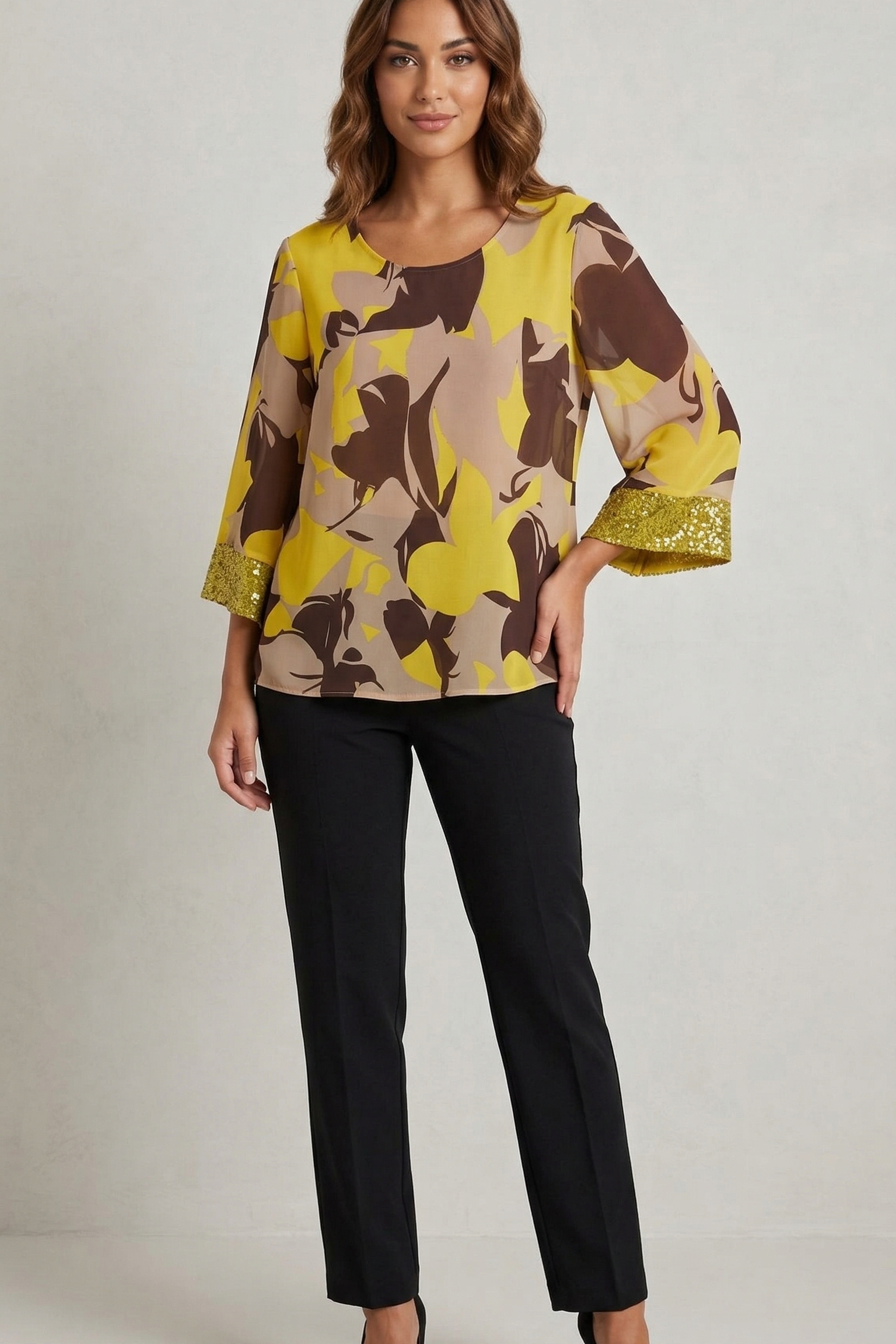 casacca fantasia con fasce paiette FFFAUSTINA GIALLA MARICLA 