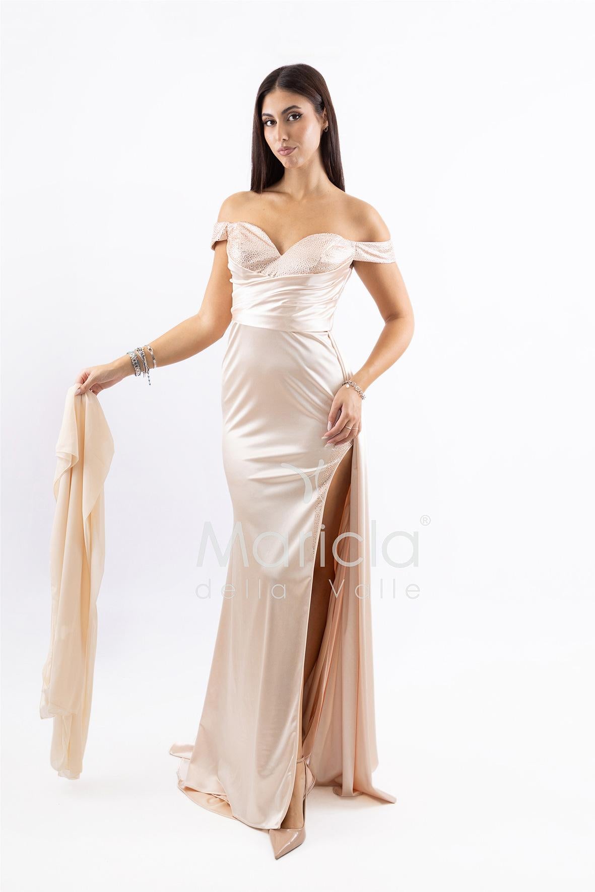 Abito lungo scollo omerale JC35274 CHAMPAGNE MARICLA ELEGANCE 