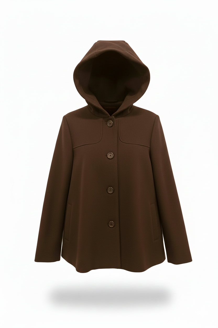 Giaccone medio in panno con cappuccio ARCIERE MORO MARICLA 
