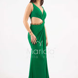 abito lungo catena aperto ANT2316Y VERDE ANTILLE ELEGANCE 