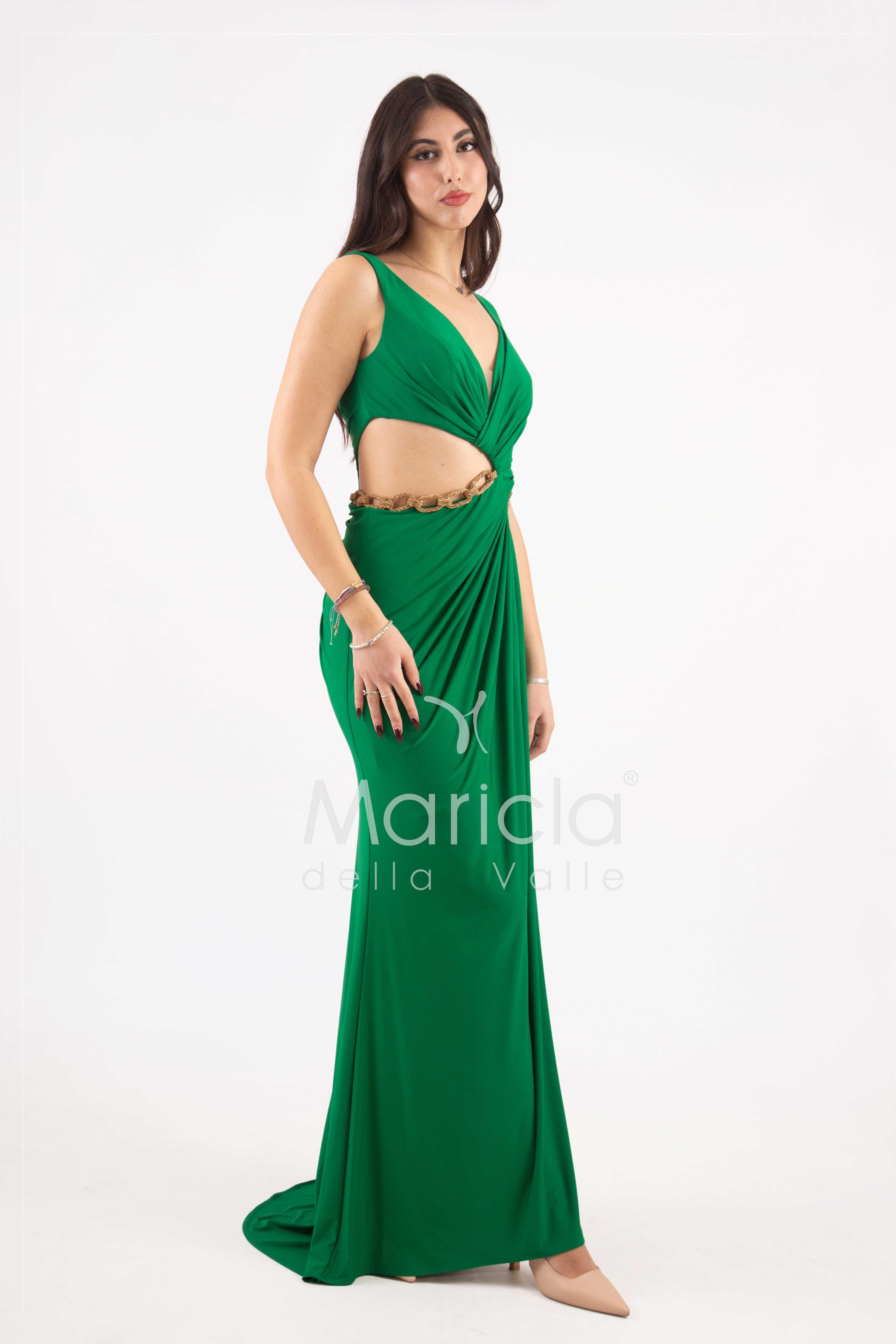 abito lungo catena aperto ANT2316Y VERDE ANTILLE ELEGANCE 