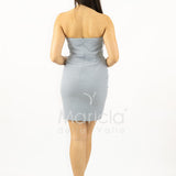 abito midi corpetto strass e rouche SH829AC PERLA SHARON 