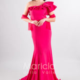 abito crepe elastico arricciatura GC85 FUXIA GIGLI CERIMONIA 