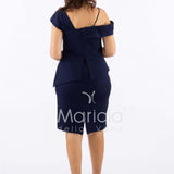 tubino unito con ricamo SH803 BLU SHARON 