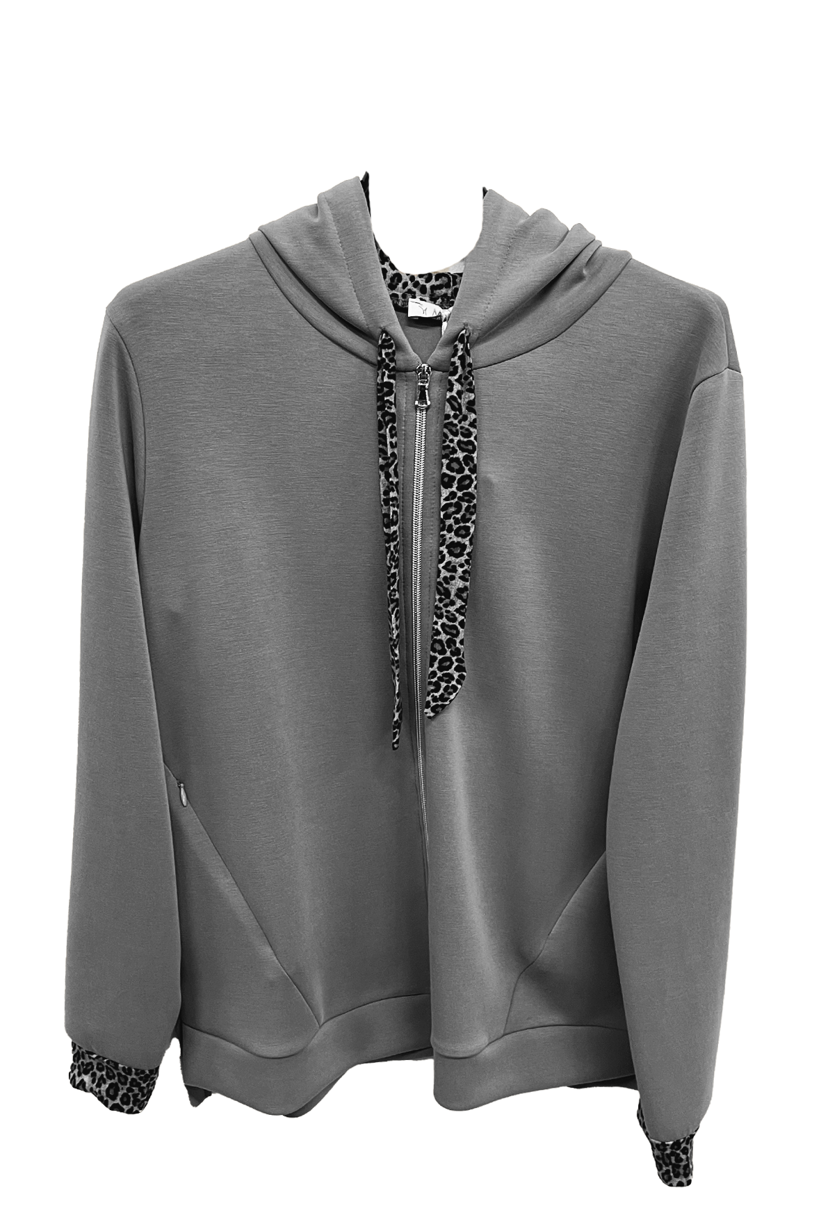Felpa con cappuccio e inserti fantasia CS146340 GRIGIO MARICLA 