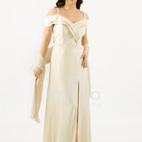abito lungo scollo omerale SH854AL CHAMPAGNE SHARON 