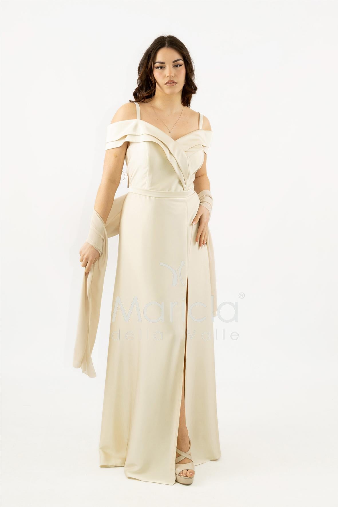 abito lungo scollo omerale SH854AL CHAMPAGNE SHARON 