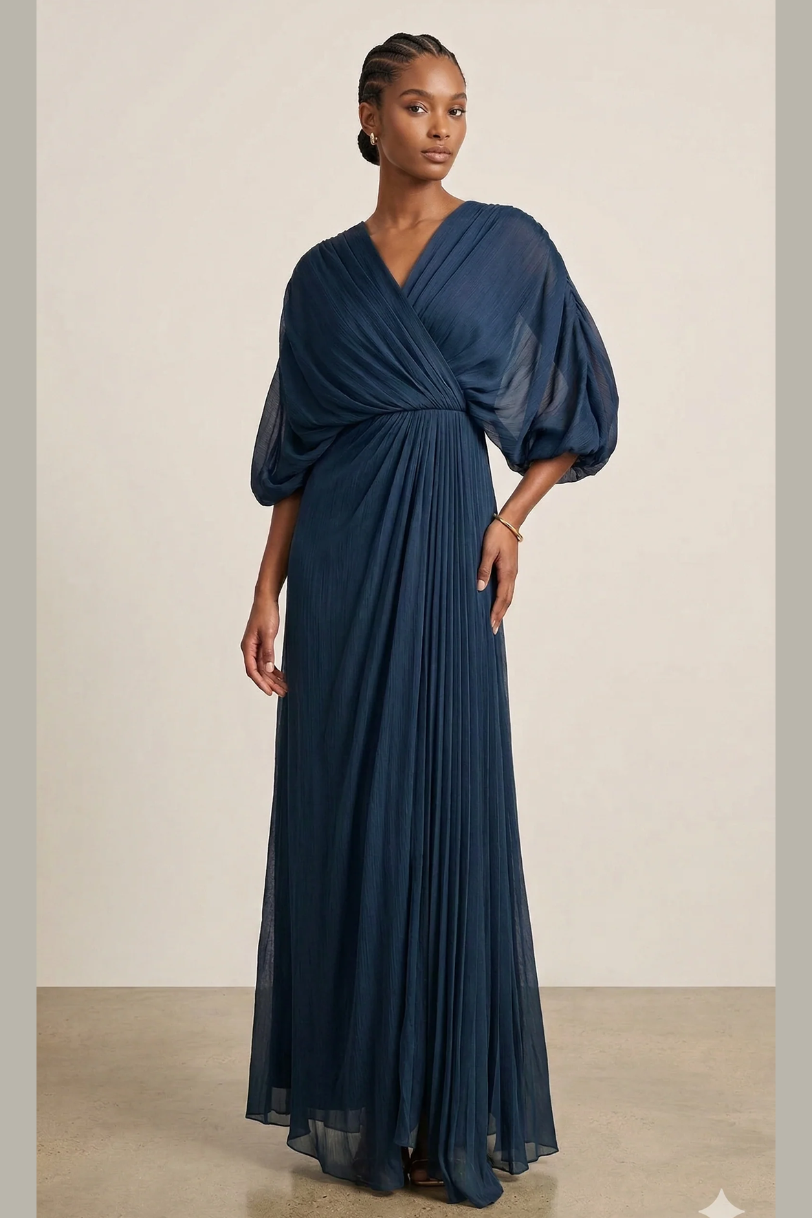 abito con plissè scollo CAR58574 BLU MARICLA ELEGANCE 