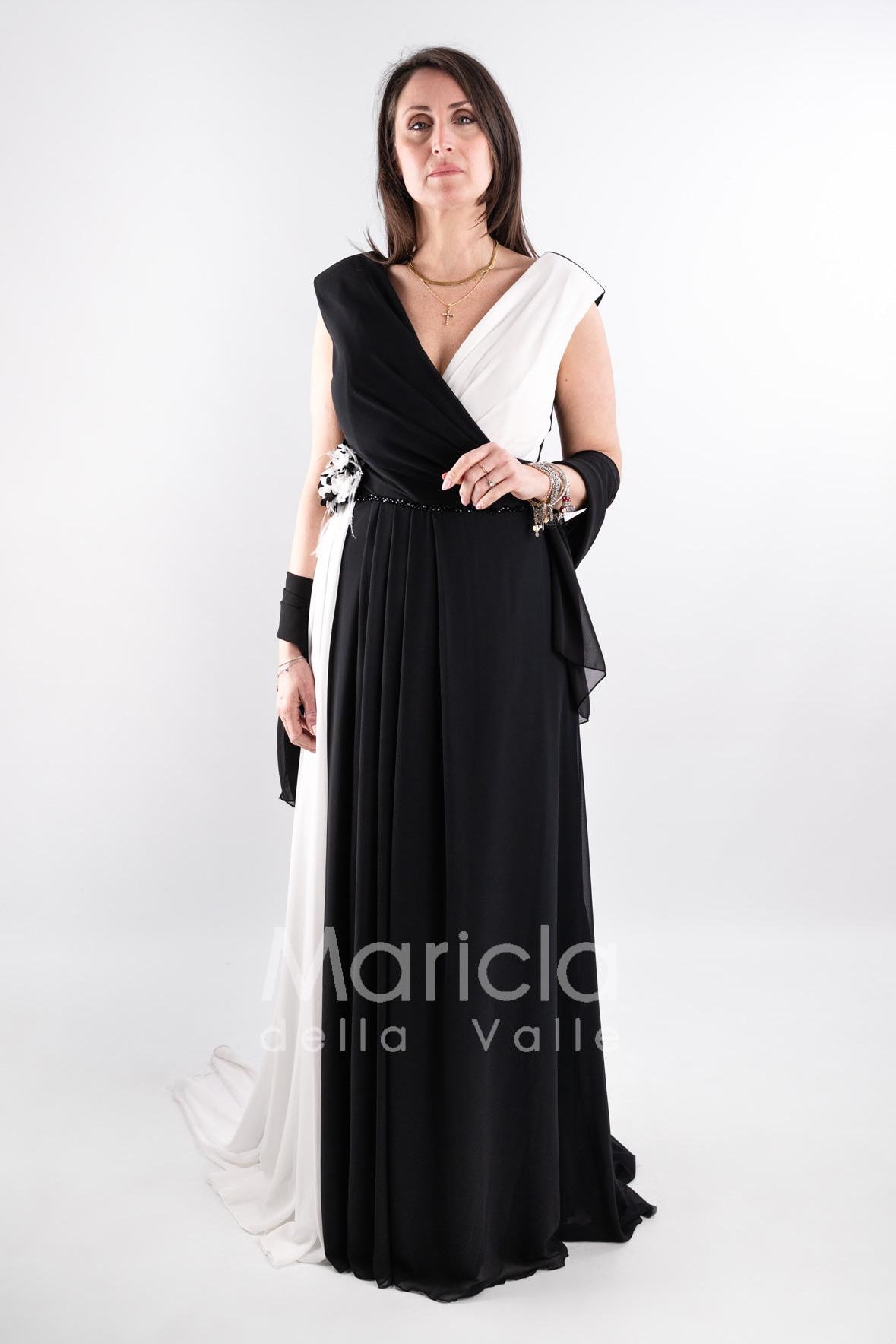 abito bicolore GC3872 NERO GIGLI CERIMONIA 