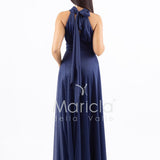 abito lungo scollo america glitter FI6646 BLU MARICLA ELEGANCE 