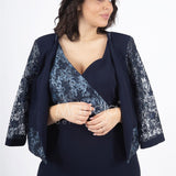 tubino con giacca ricamata PF6100 BLU PAOLA FORTI 