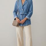 Giacca Sahariana in Denim Light con Cintura GIULY CELESTE MARICLA 